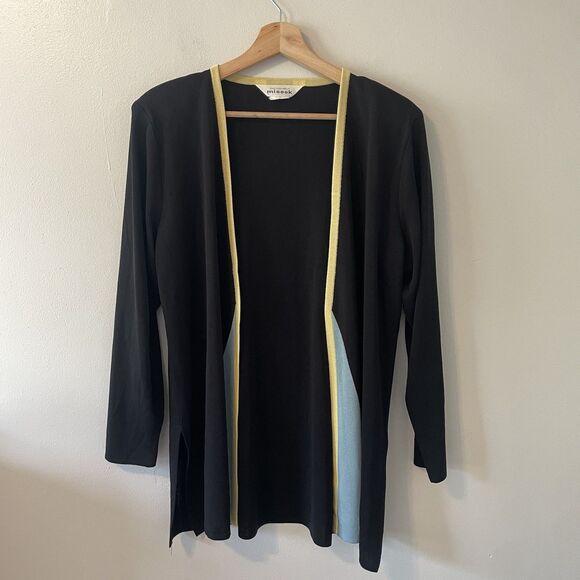 Exclusively Misook Cardigan Open Front Color Block Designer Sz L  Business - Picture 1 of 5
